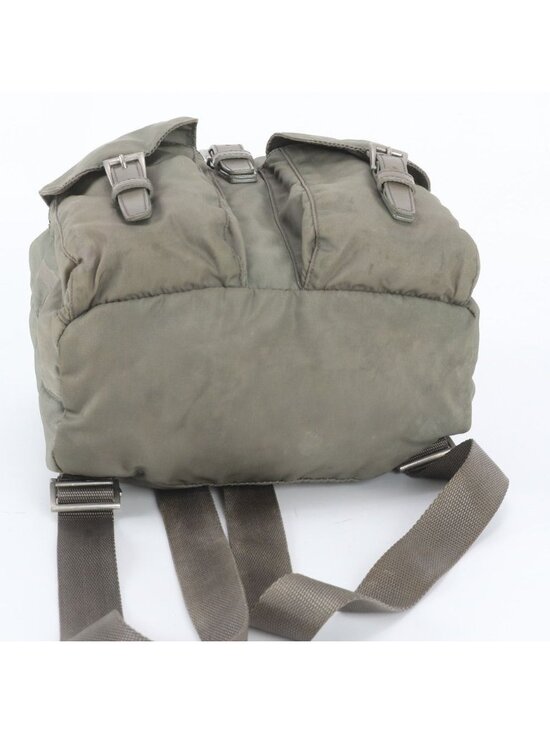 Prada White Tessuto Nylon Triangle Logo Leather Backpack